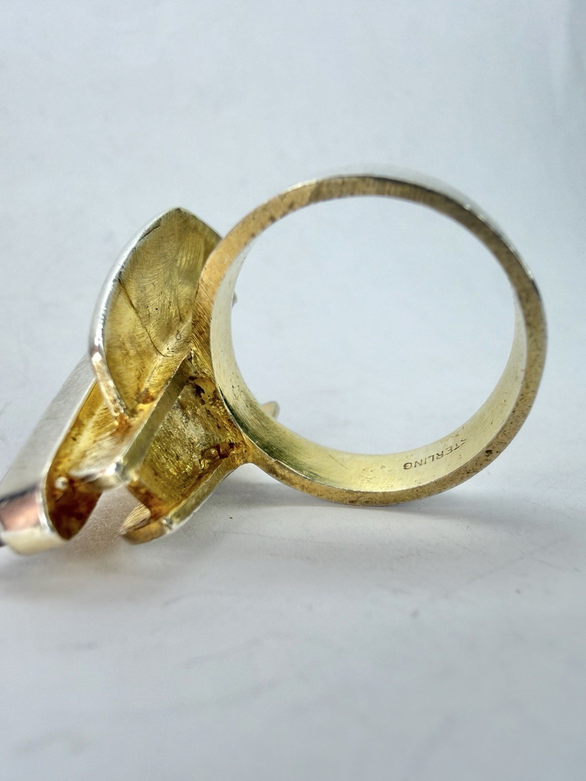 Architectural Sterling Silver Vermeil Sugilite Ring Sz 7.5