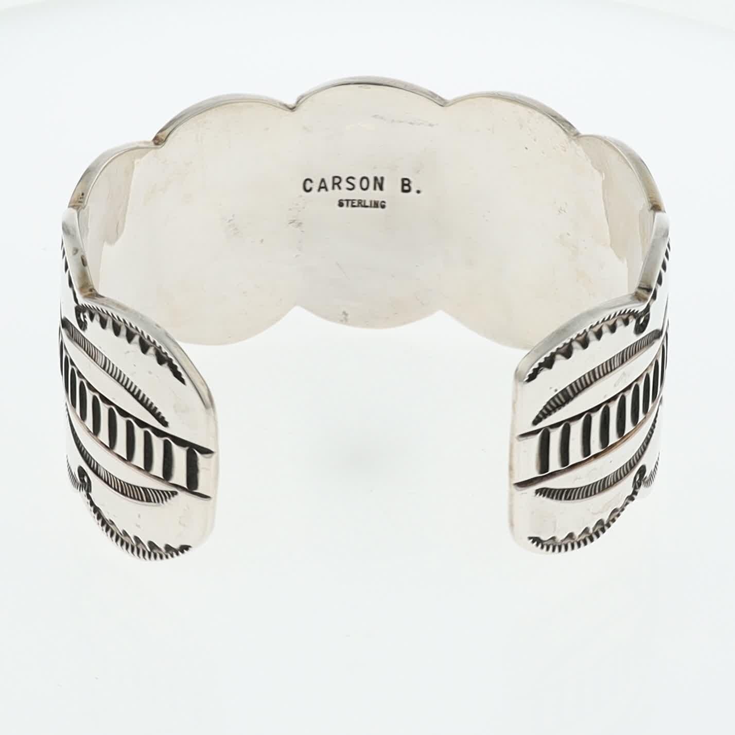 Carson B Blackgoat Navajo Cuff Bracelet 925 Sterling Silver Turquoise Native 93g