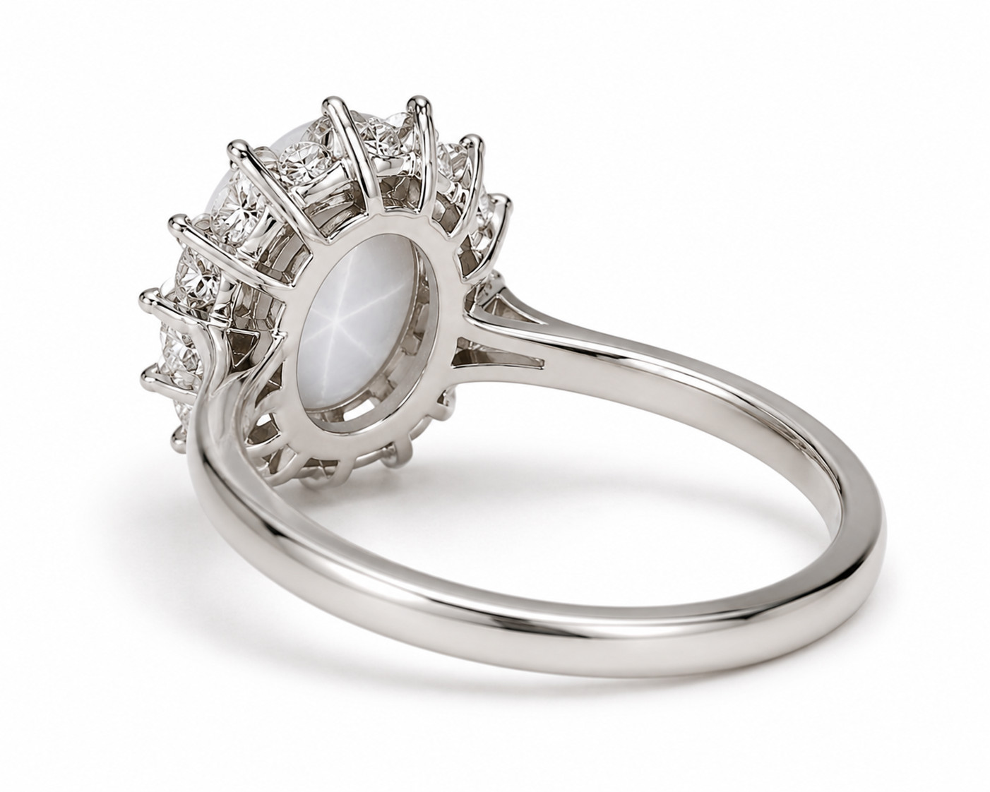 6 Rays White Lindy Star Sapphire Ring 925 Sterling Silver Wedding Ring For Her