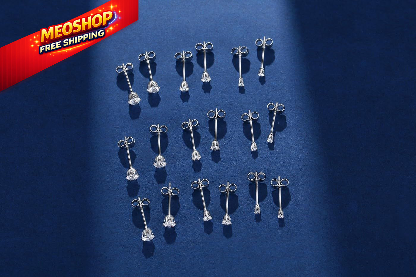 FOSIR 10 Pairs 2mm Tiny Women’s Surgical Stainless Steel Clear 4mm, Silver