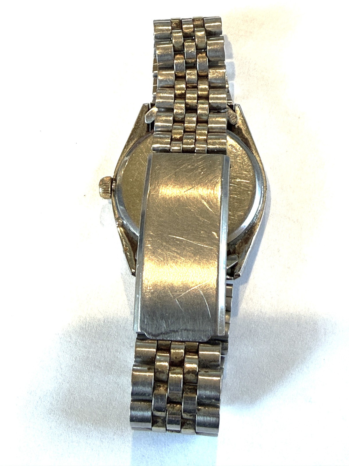 Vintage Timex Q M Cell 2 Tone Men’s Watch w/ Day and Date Working