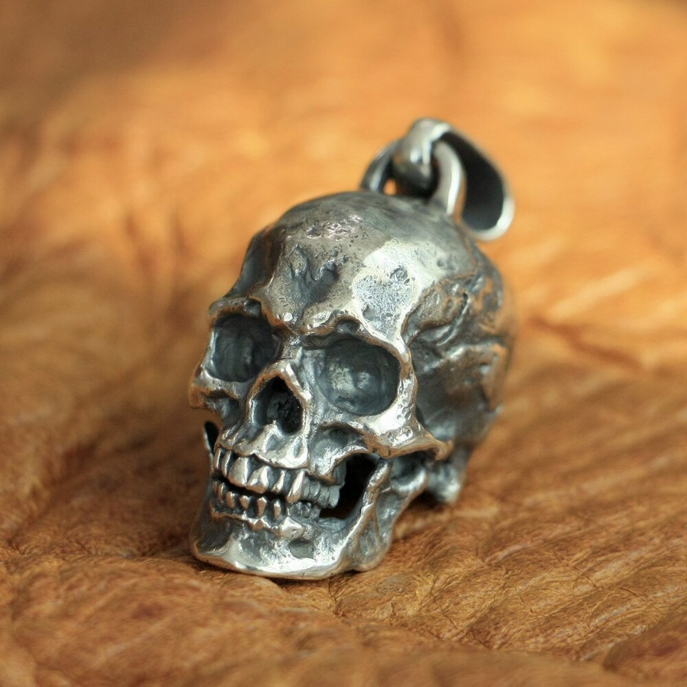 925 Sterling Silver Huge Skull Pendant Mens Biker Rock Punk Pendant TA177A JP