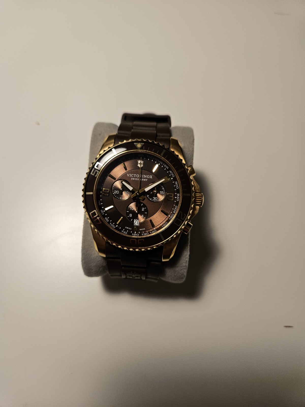 Victorinox Swiss Army Men’s Chronograph Quartz Brown Dial Rubber Strap 100m