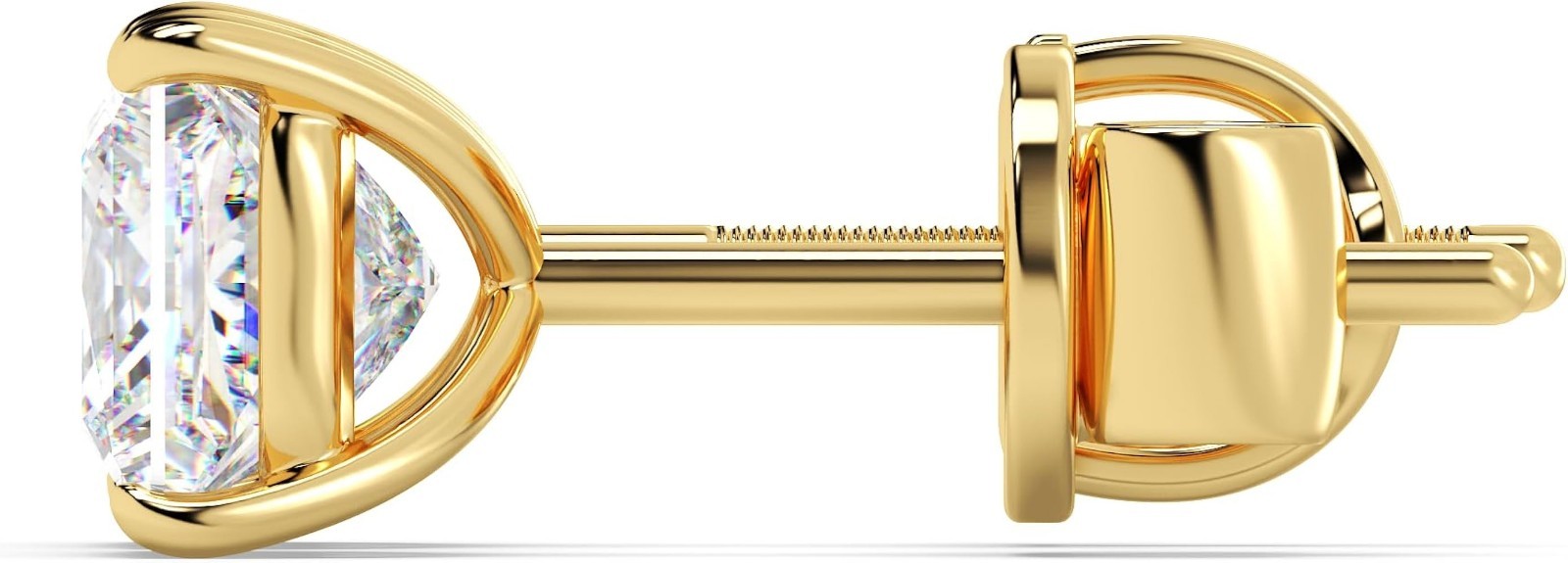 Lab Grown Diamond Stud Earrings 2 Carat Total Weight 14K Yellow Gold E-F VS2