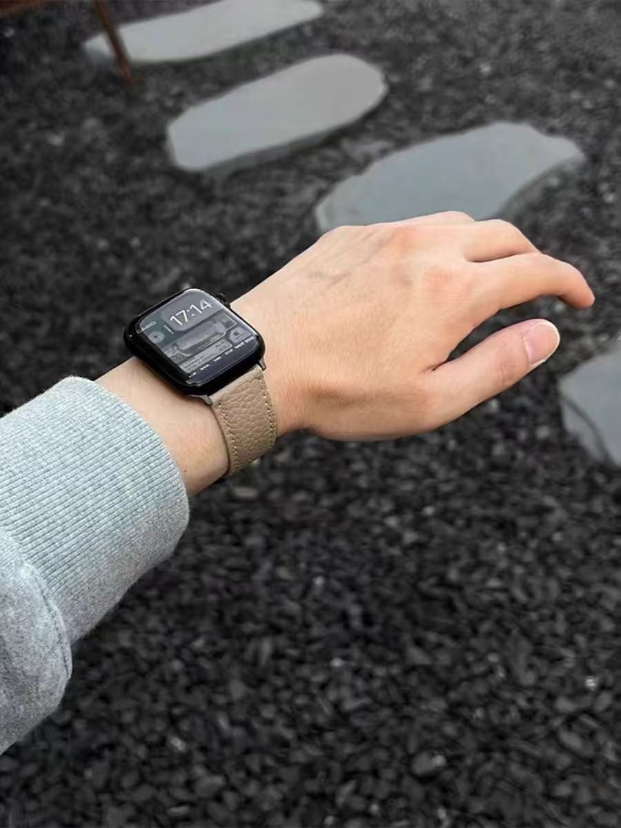 For Apple Watch S1-11/Ultra/SE Litchi Pattern Leather Magnetic Buckle Strap