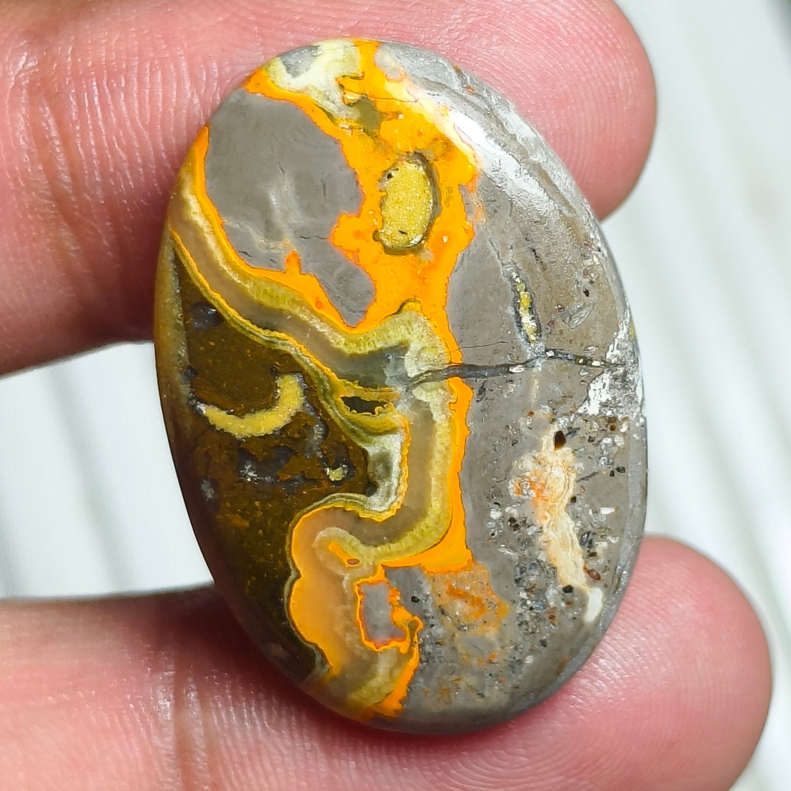 Natural Polished Bumble Bee Jasper Cabochon, Loose Gemstone For Wire Wrapped