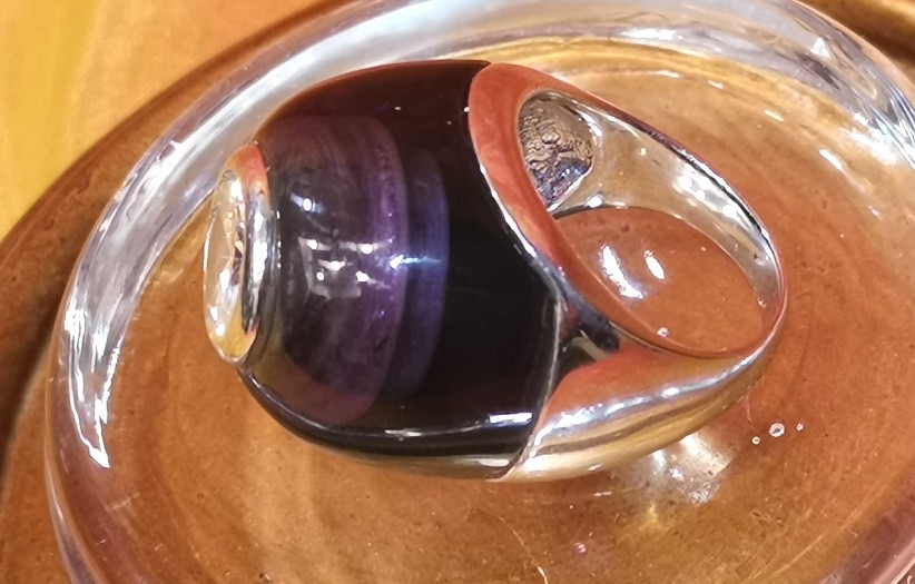 NEW Large Purple Cabochon Ring 23.7 gr. 925 Sterling Silver Size 9 – 9.5 in Box
