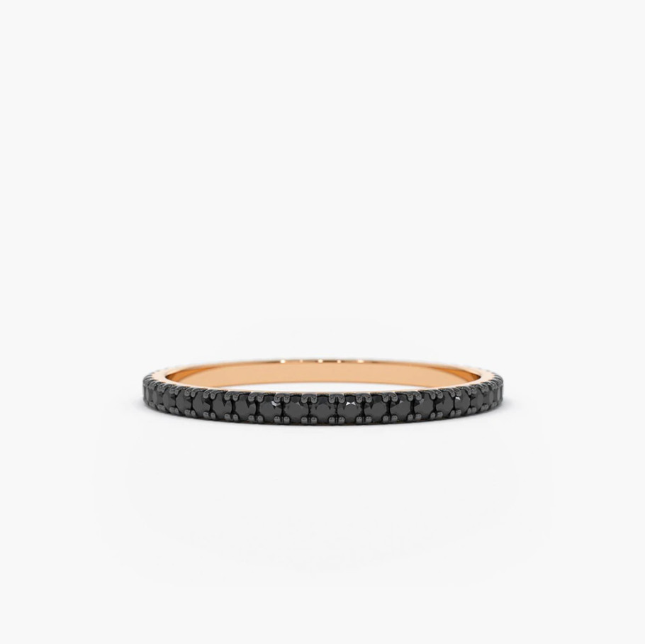 Damen Rosegold Ring 585 14K natürliche schwarzen Diamanten Brillanten 0,30ct