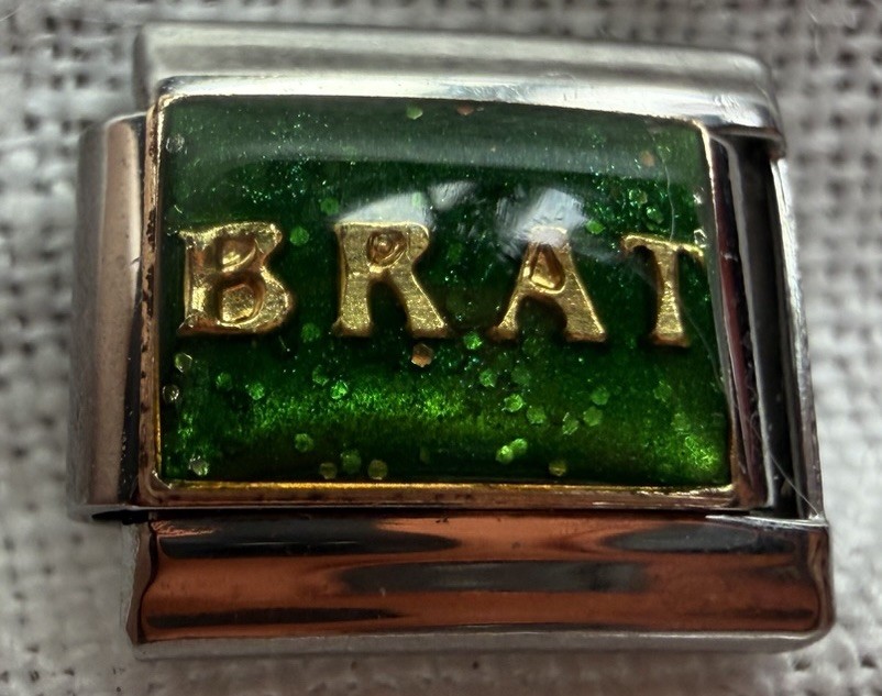 #17/21 VINTAGE “BRAT” ORIGINAL Italia CHARM Glitter Collection SINGLE Link 9mm