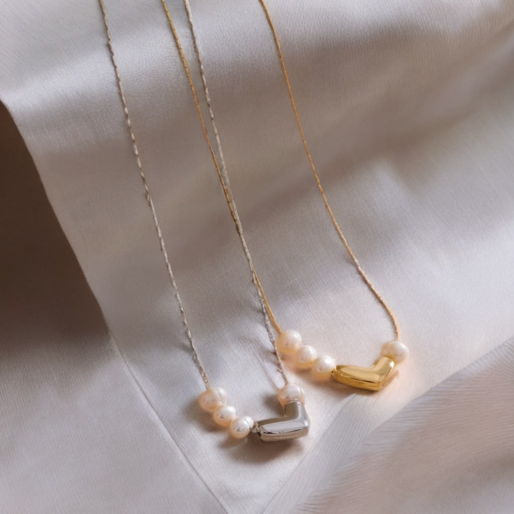 Natural Pearl Heart Love Pendant Necklace for Women