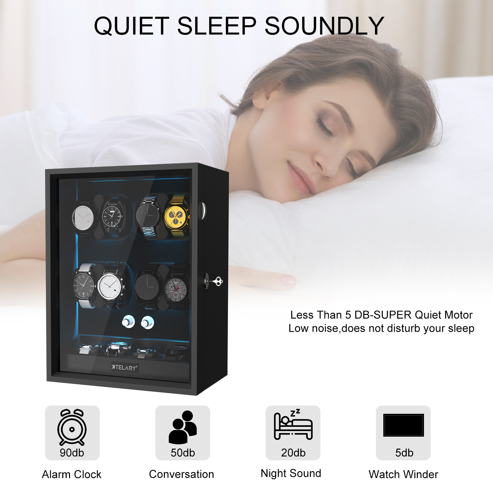 Automatic LED Watch Winder Single 4+4/6+6/8+4/12+6 LED Display Storage Watch Box