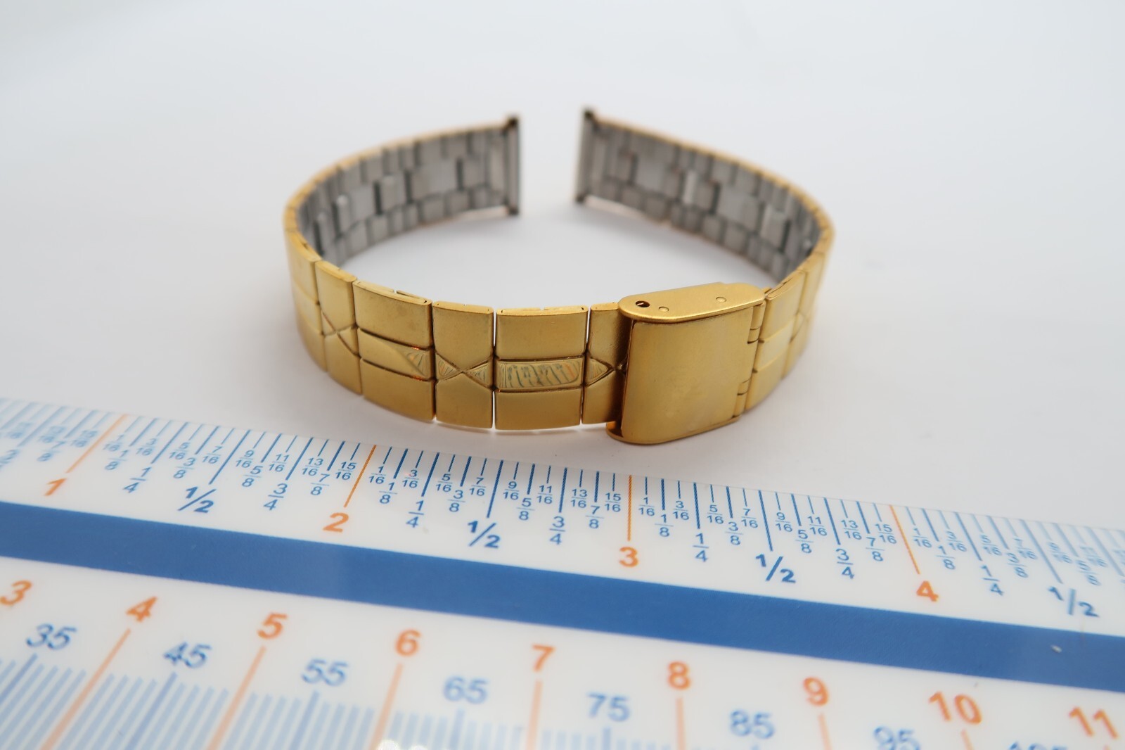 BEAR,Gold Plated ,Straight End,16mm,Adjust Bracelet MEN’S WATCH BAND,Mint B16-40