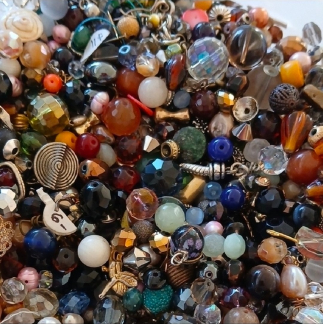 Assorted Multicolor Loose Natural Gemstones. Silver And Gold Charms And Spacers