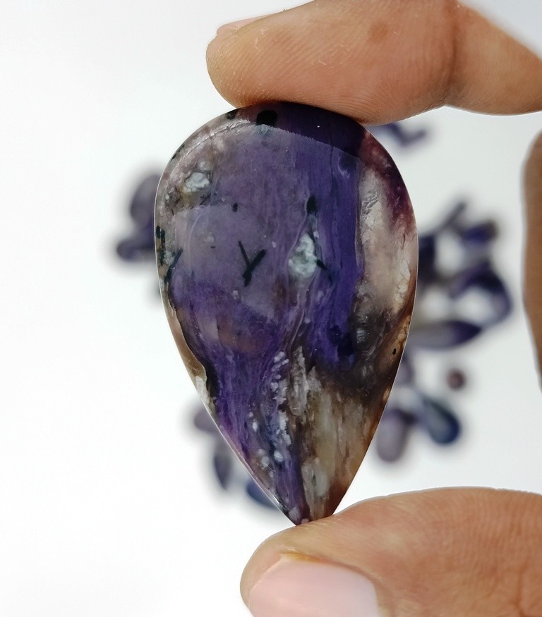 Natural Unique Charoite Chabochon Gemstone For Fancy Jewelry Making 72350