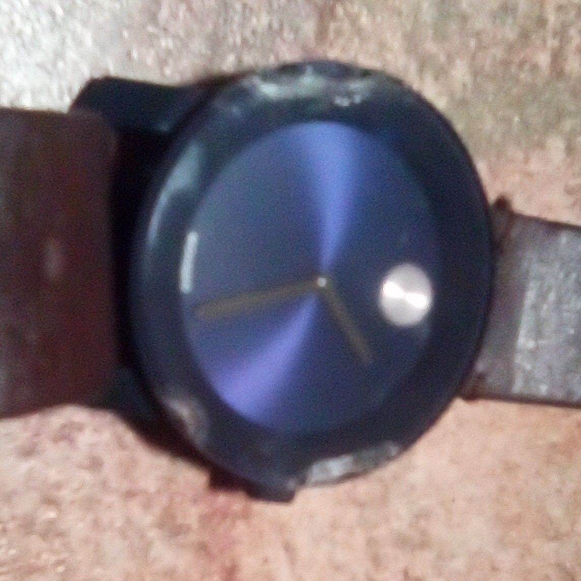 Movado Bold Quartz Analog Wristwatch Blue Sunburst Dial Black Case Brown Leather