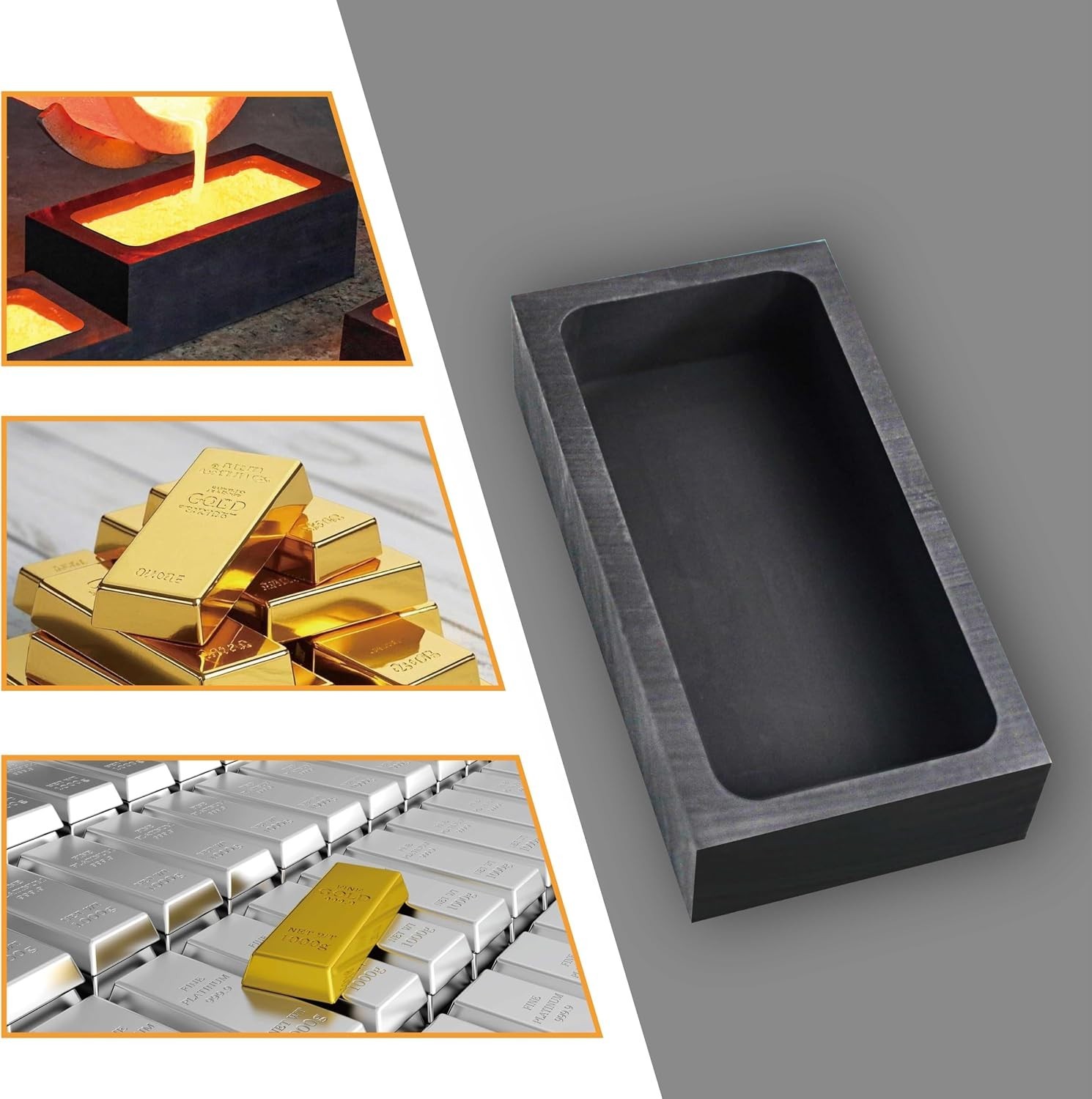 1kg 4-Piece Graphite Ingot Molds for Casting Metals | Metal melting & refinin…