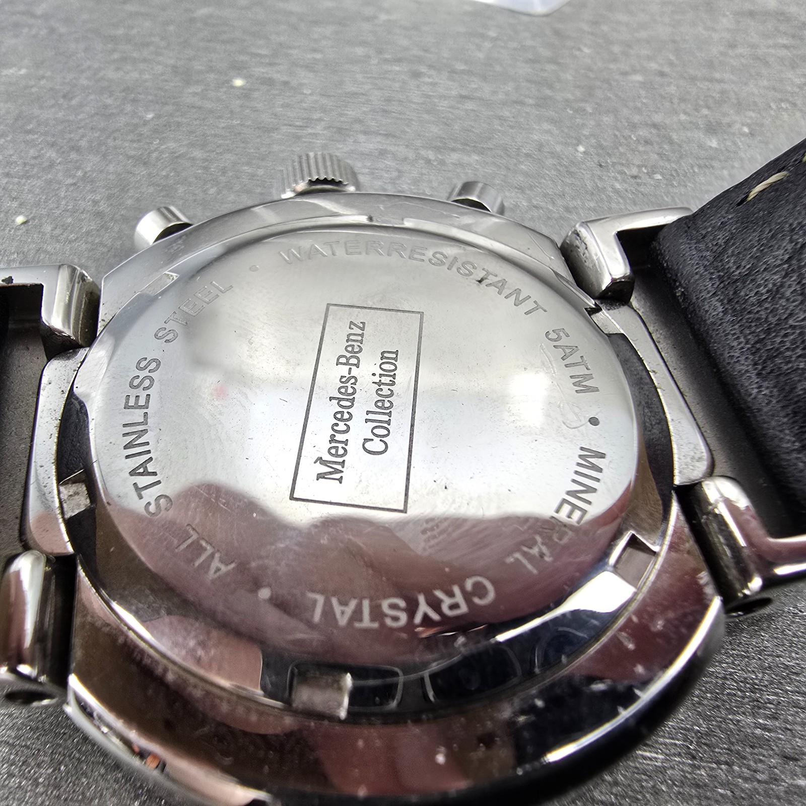 Mercedes Benz Chronograph Watch Men 42mm Black Dial Steel Date Round New Battery