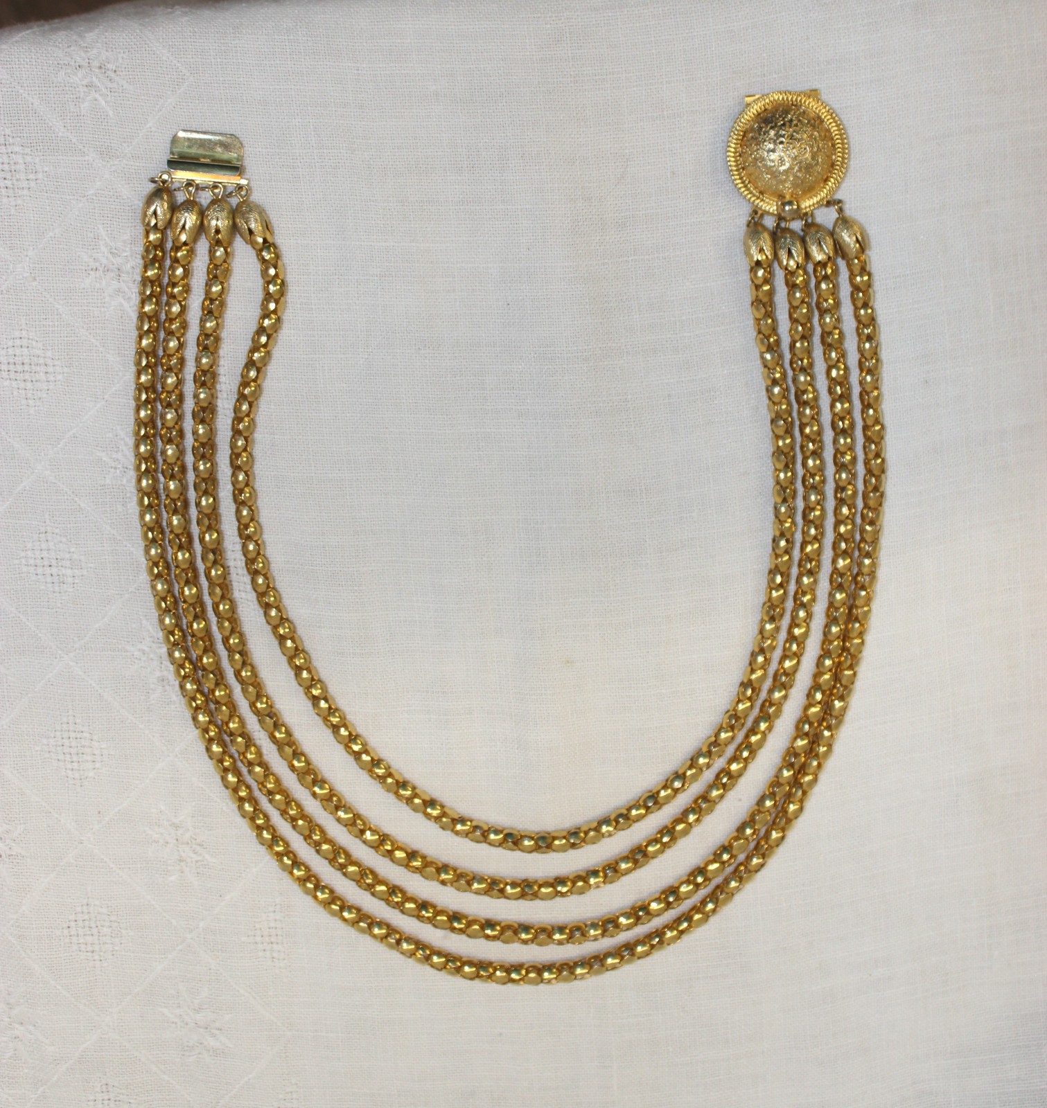 Vintage Hobe’ Multi-Strand Necklace Gold Tone Hobe 4 Strand