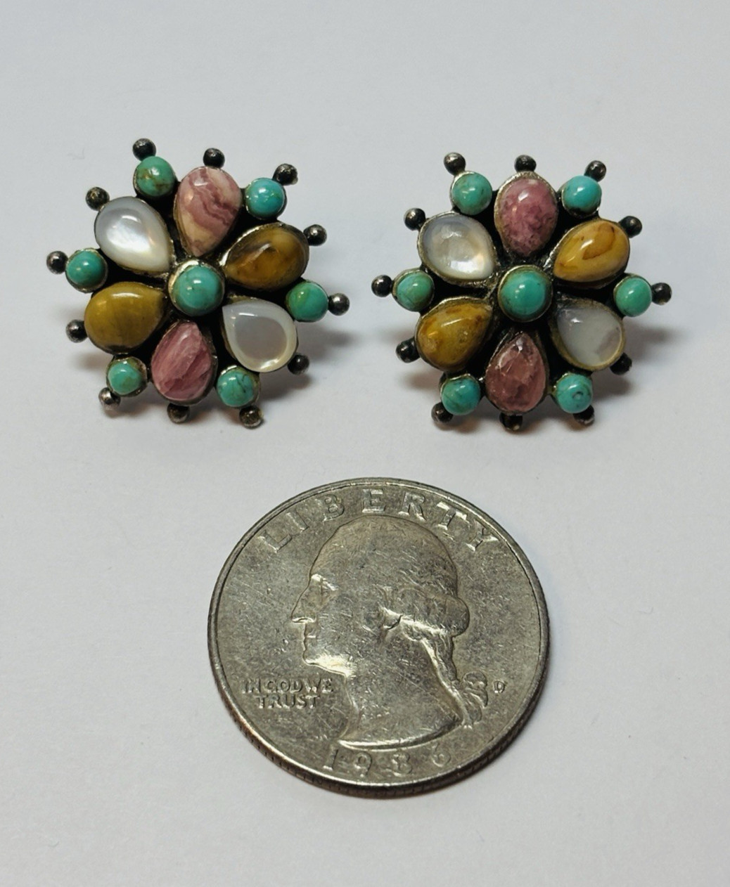 Barse Sterling 925 Silver Multi Gemstone Stud Earrings – .31