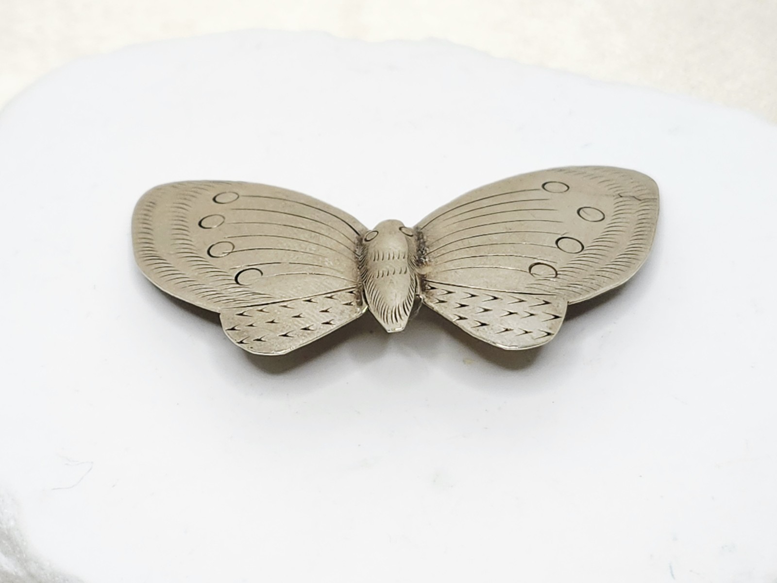 Vintage Nickel Silver Butterfly Brooch- 2 1/4″ W
