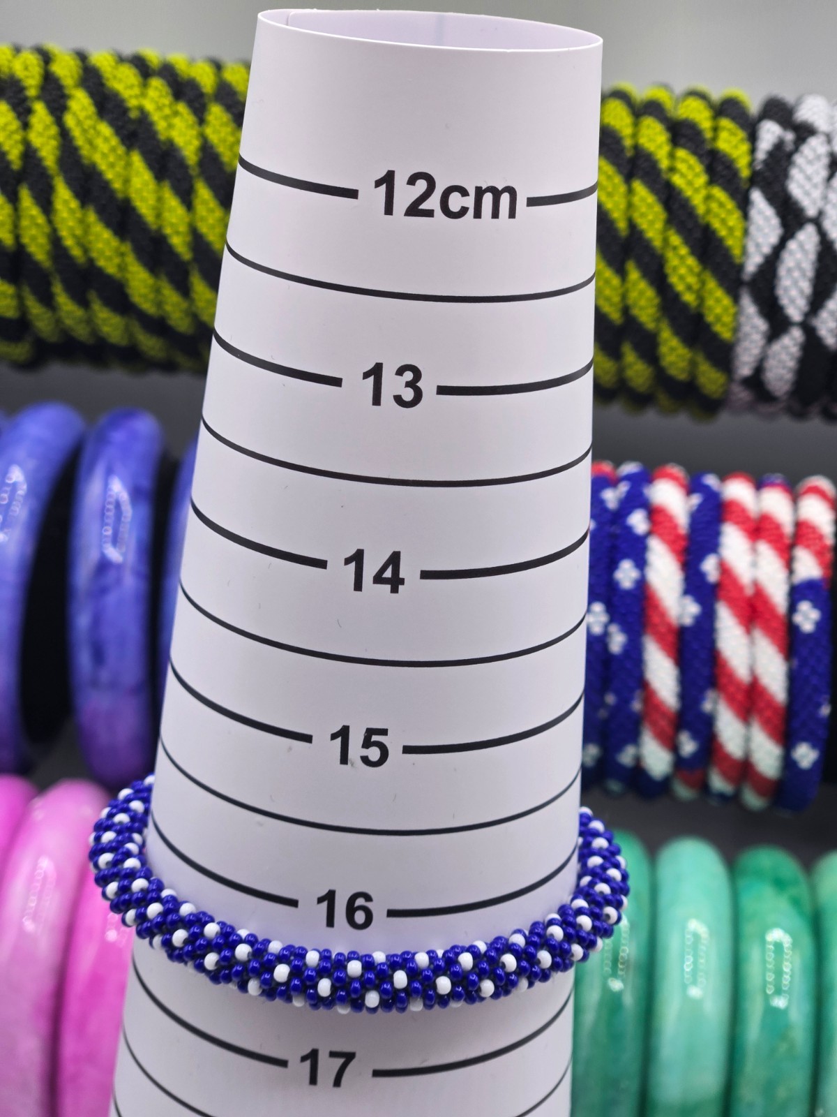 Set of 2 Handmade Nepal Glass Seed-Bead Crochet Boho Chic Roll-On Bracelet
