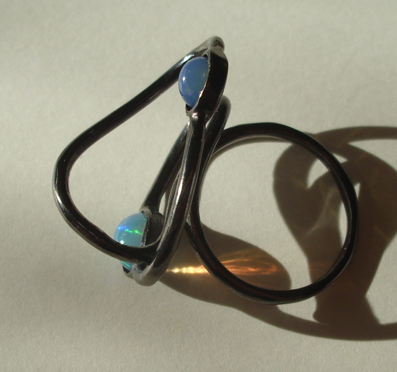 CeS Intertwined Fire Opal Ring from Mexico, Mexican Opal