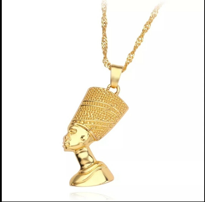 Fashion Jewelry Necklace Egyptian Queen Nefertiti Pendant Gold Silver Color 88A4