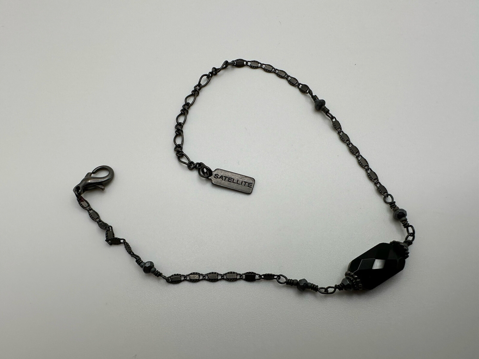 FRENCH DESIGNER SATELLITE PARIS BLACK BRACELET 7.75 – 9.75 inches BrB2