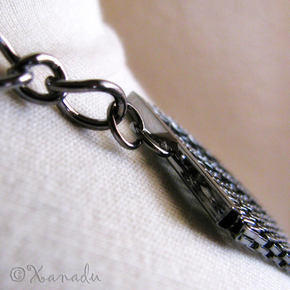 Gunmetal Statement Necklace – Four Strand Liquid Metal Fashion Necklace
