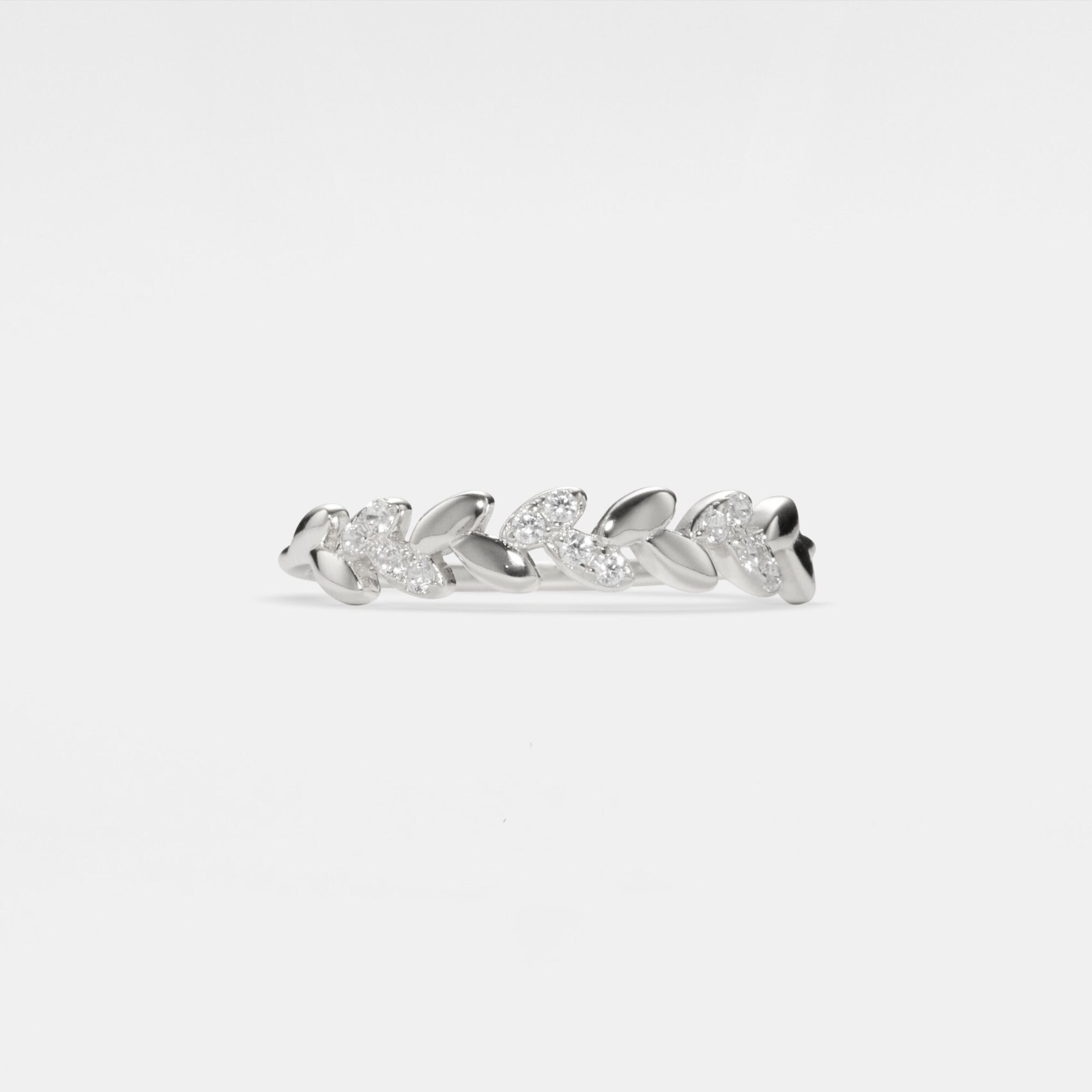 Olive Tree Leaf Stacking Band Ring in 925 Sterling Silver