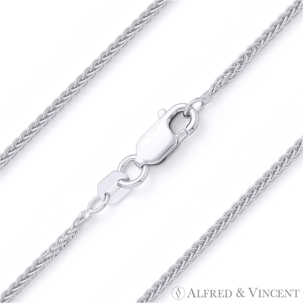 1.2mm Wheat Link Italian Rope Chain Necklace in Solid .925 Italy Sterling Silver