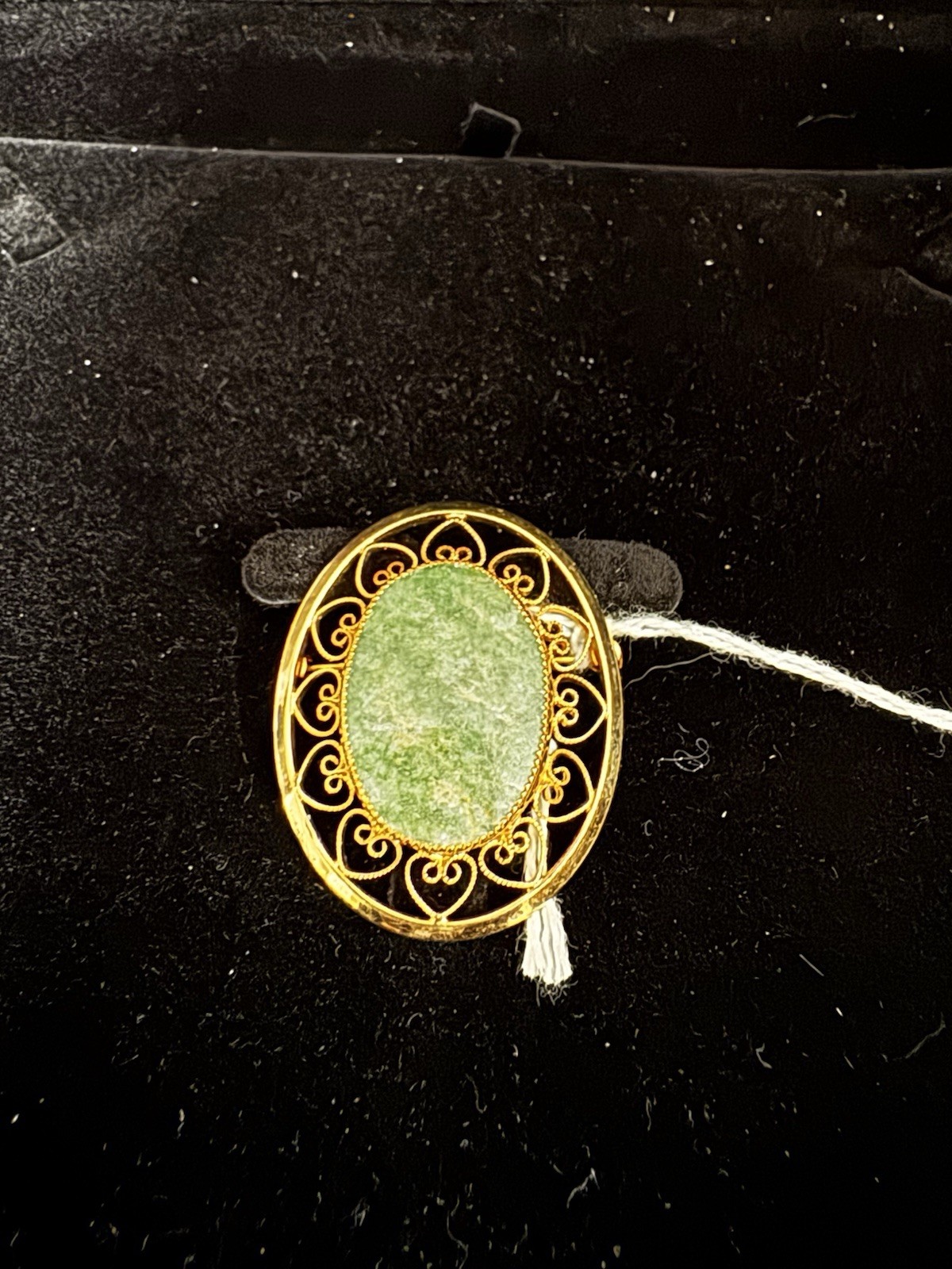 Vintage Gold Filled Green Gemstone 1/20 12k Brooch