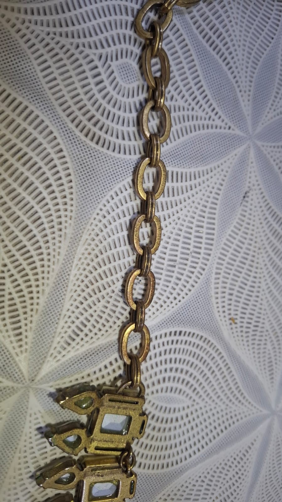J. Crew Necklace, Faux Crystal and White Acrylic, Gold Tone Chain
