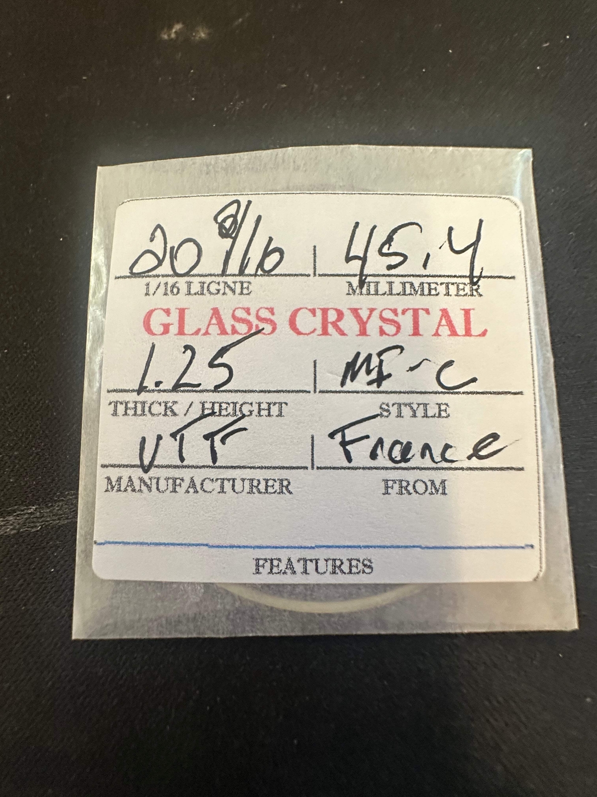 VTF Vintage Glass Pocket Watch Crystal 20-2/16 (~45.4mm) – NOS