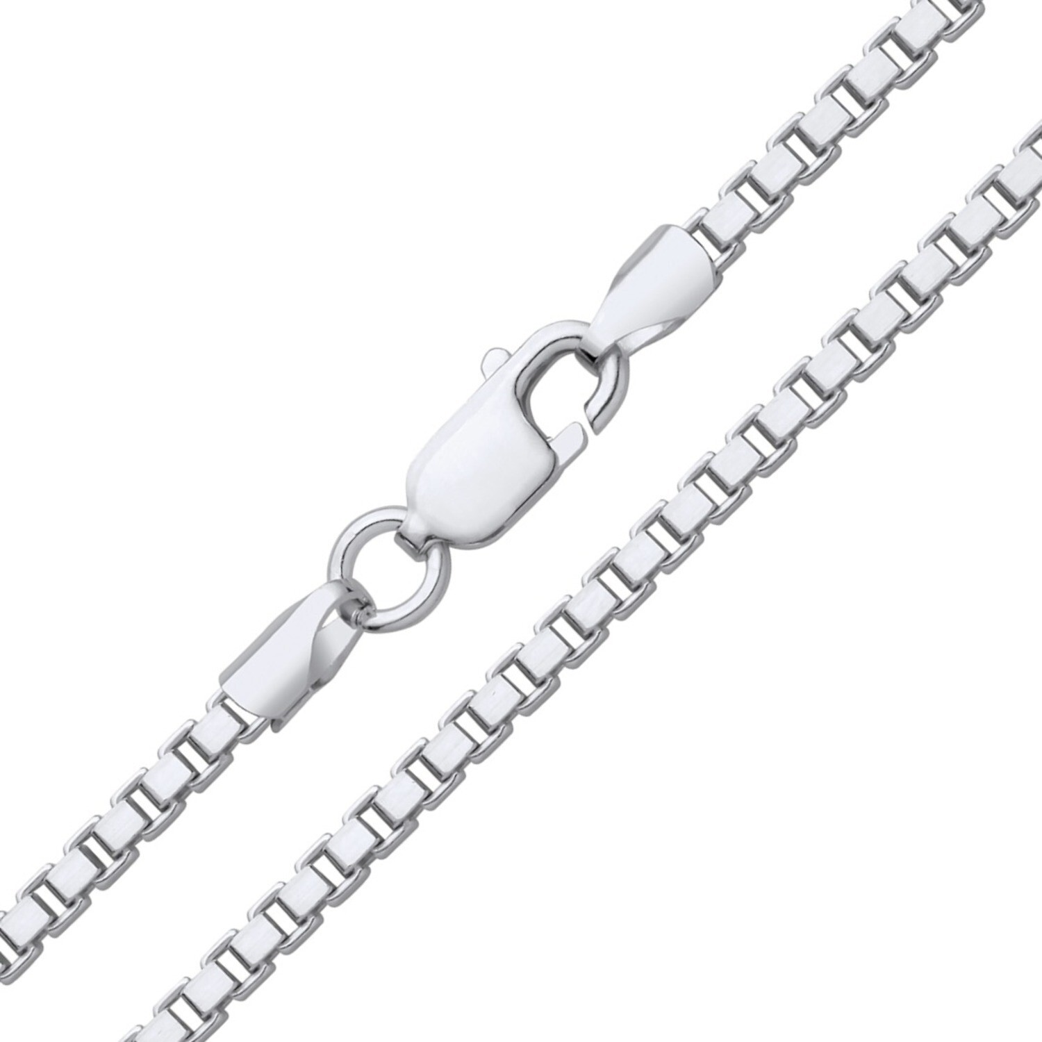 Sterling Silver 2.3mm Box Chain Necklace 16 18 20 22 24″ – Solid 925 Silver