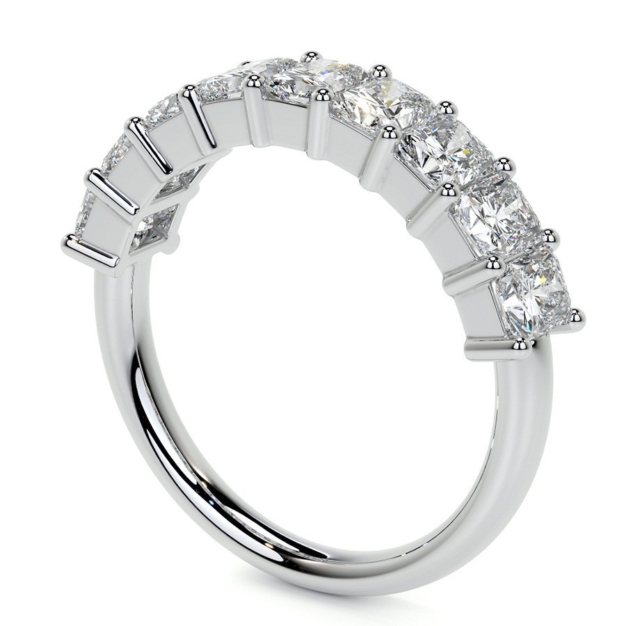 9-Stone 4x3mm Radiant Moissanite Anniversary Wedding Band 14k Gold DEF-VS