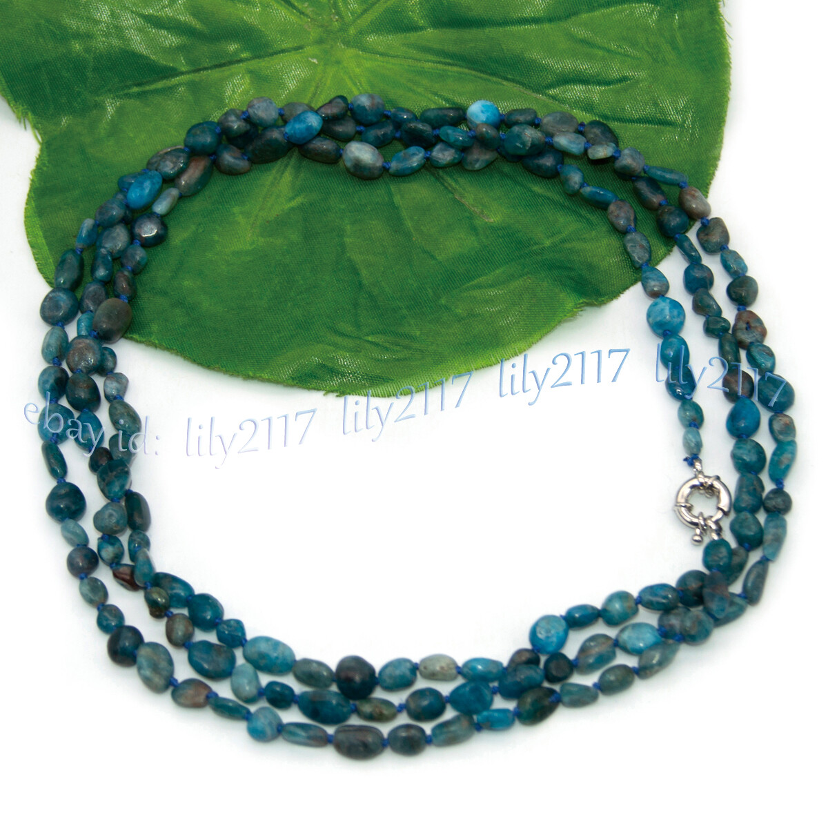 Natural 8-10mm Blue Apatite Irregular Freeform Gemstone Beads Necklace 14-48″
