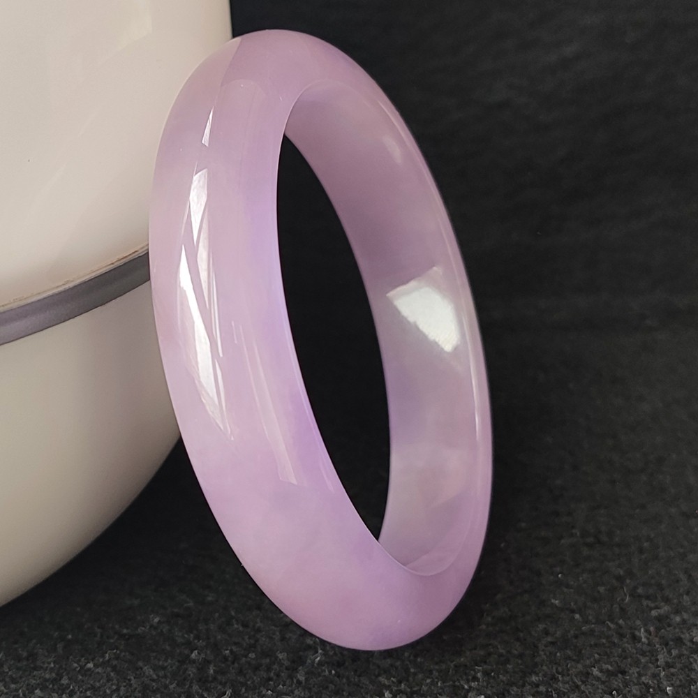 Certified Grade A 54-55mm Lavender Natural Burma Jade jadeite Bangle Bracelet