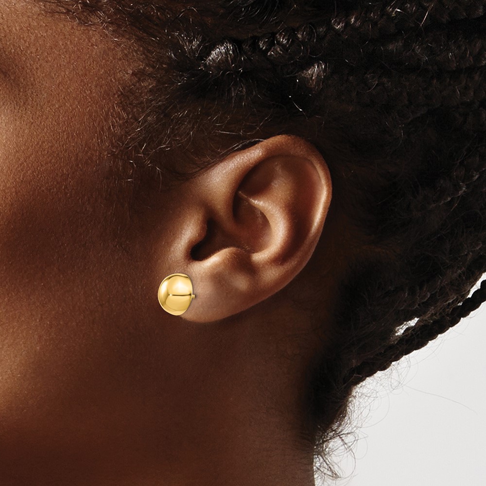 14k Yellow Gold Polished 10mm Half Ball Stud Earrings 1.95g L-10mm W-10mm
