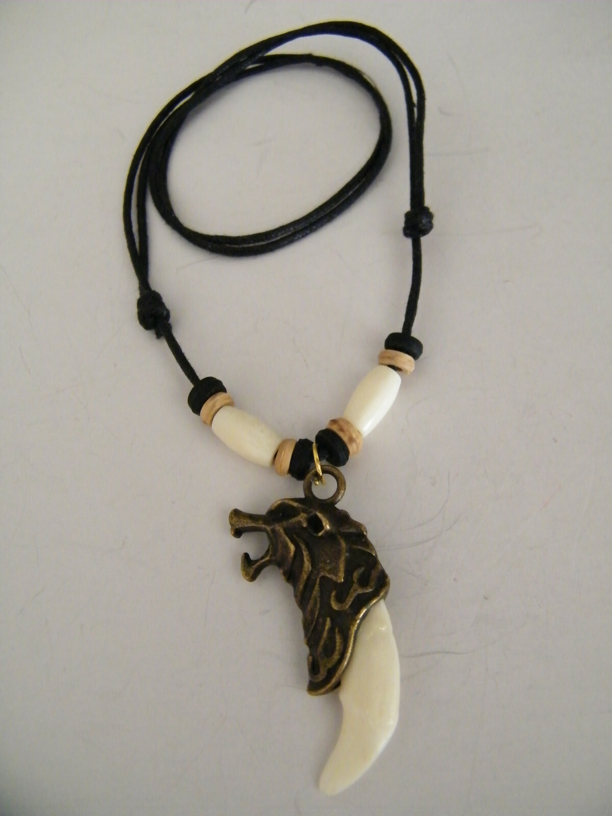 Coyote Necklace WHITE Teeth Real Coyote Tooth Wolvves Head 16″-28″ Beads NEW!
