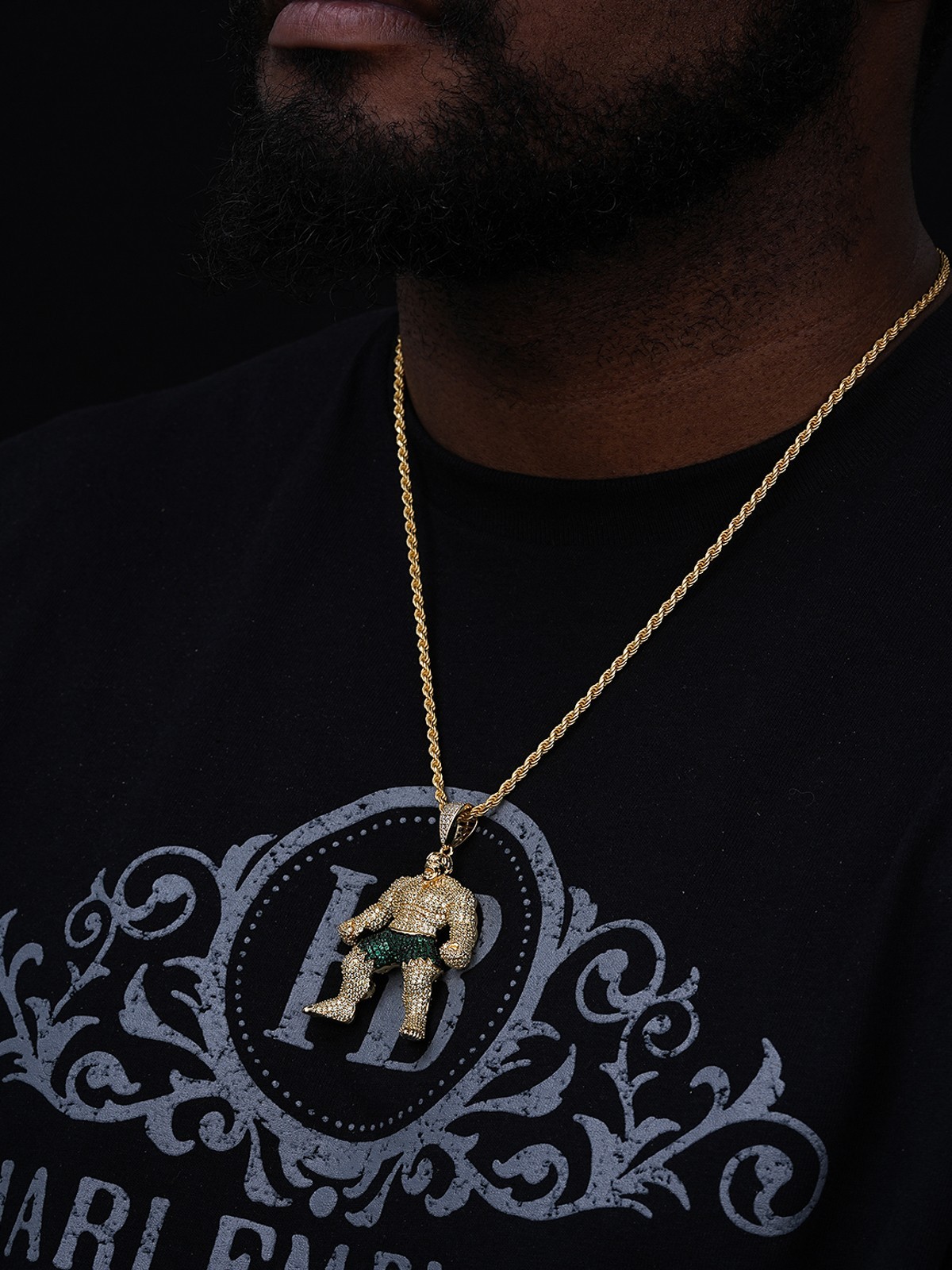 Real 925 Silver/14k Gold Plated LARGE Iced Hulk Superhero Pendant Necklace