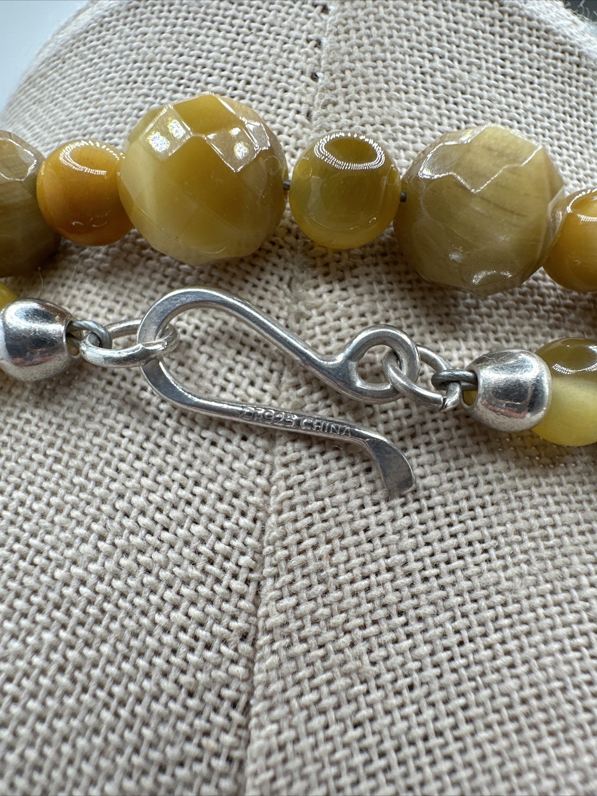 Mine Finds By Jay King Faceted Yellow Golden Tigers Eye 925 Gemstone Necklace