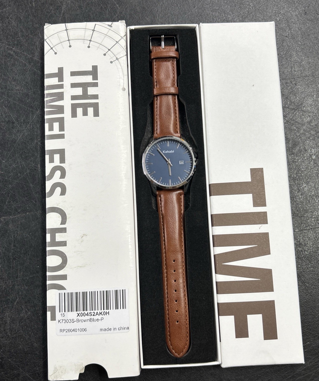 Kakabi Watches for Men, Minimalist Fashion Mens Leather K7303S-BrownBlue-P