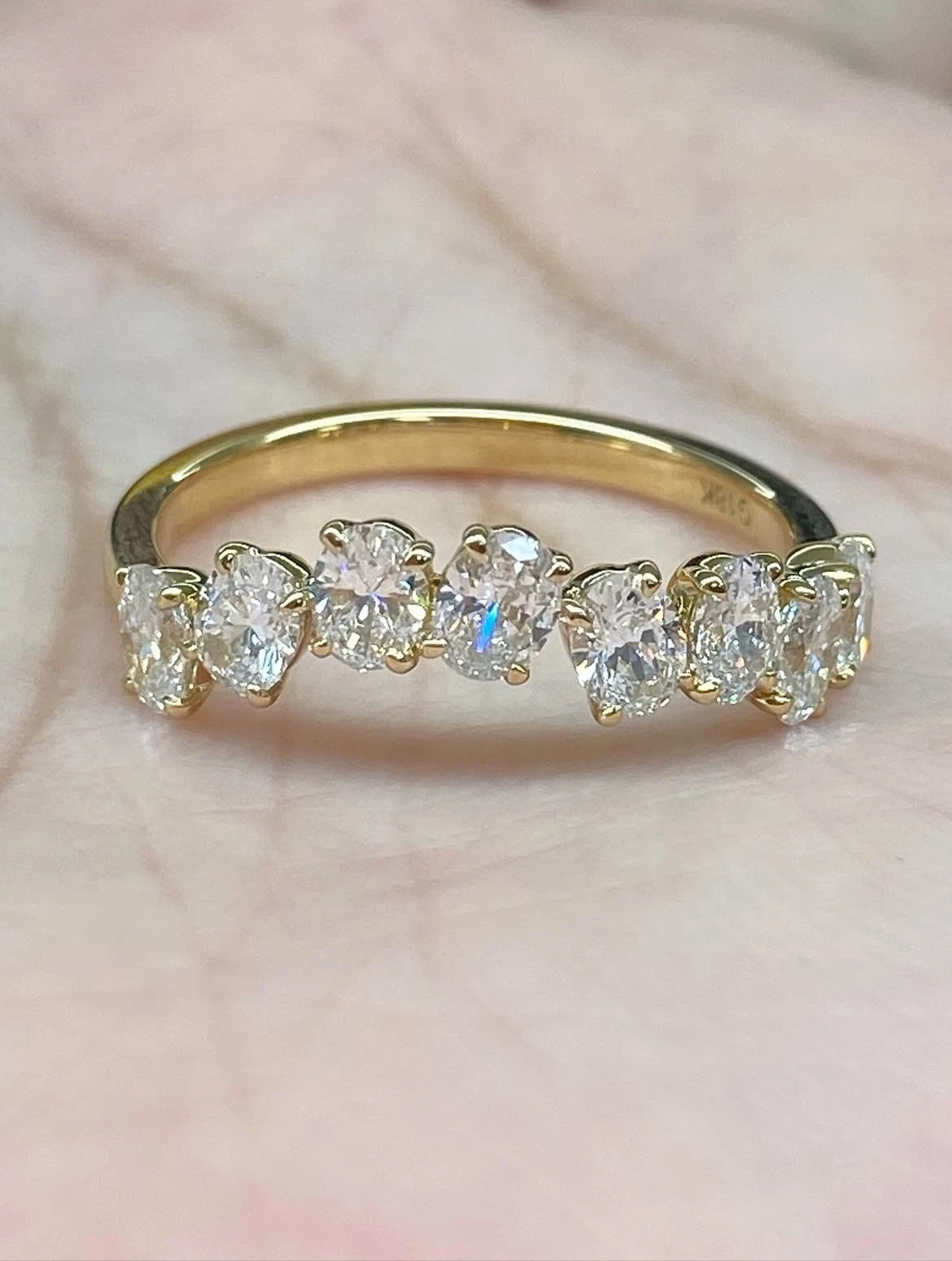 2.50Ct Oval Cut Natural Diamond Half Eternity Wedding Band 14K Yellow Gold 6 7 8
