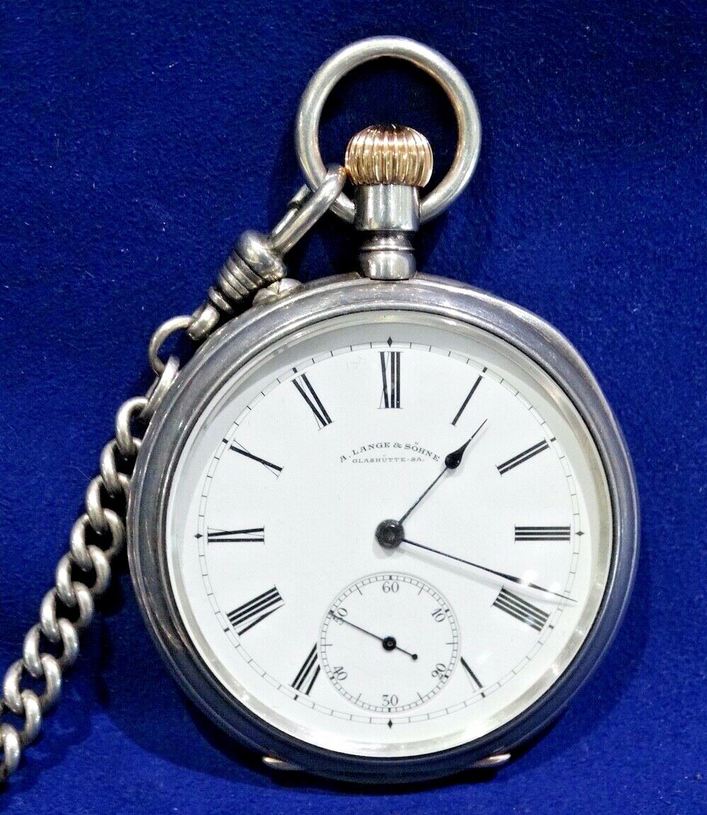 1910 A. LANGE & SOHNE GLASHUTTE POCKET SILVER & GOLD POCKET WATCH