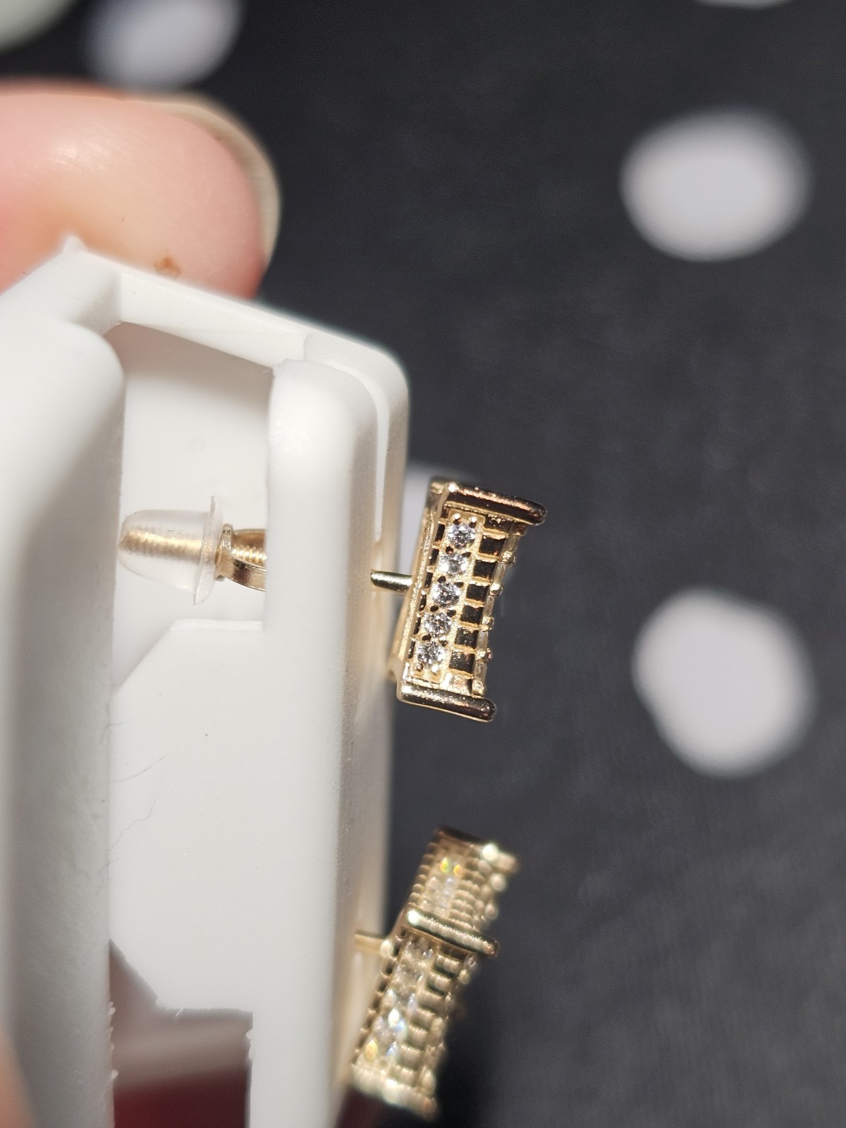 Sterling Silver Gold Moissante Clear Kite Screwback Earrings New Retail $87