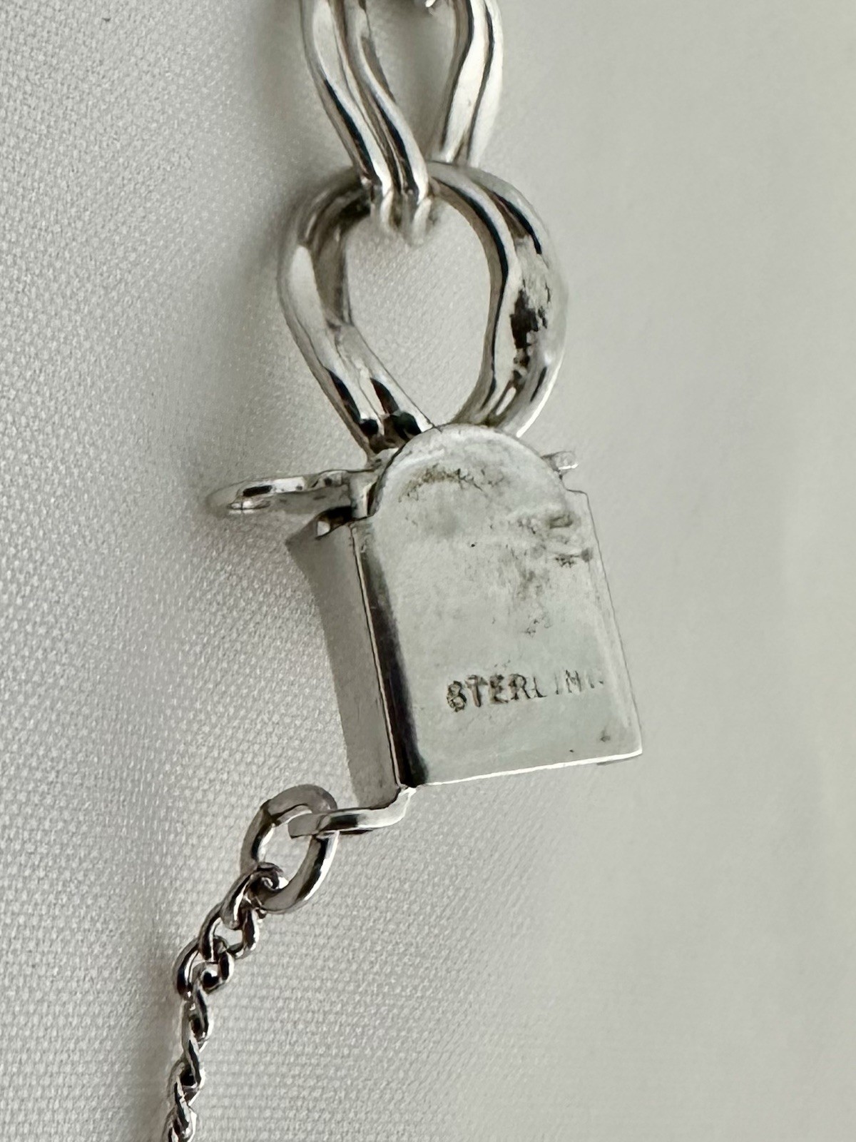 Sterling Silver Double Link Bracelet 11.3g 7.5” Safety Chain Marked STERLING