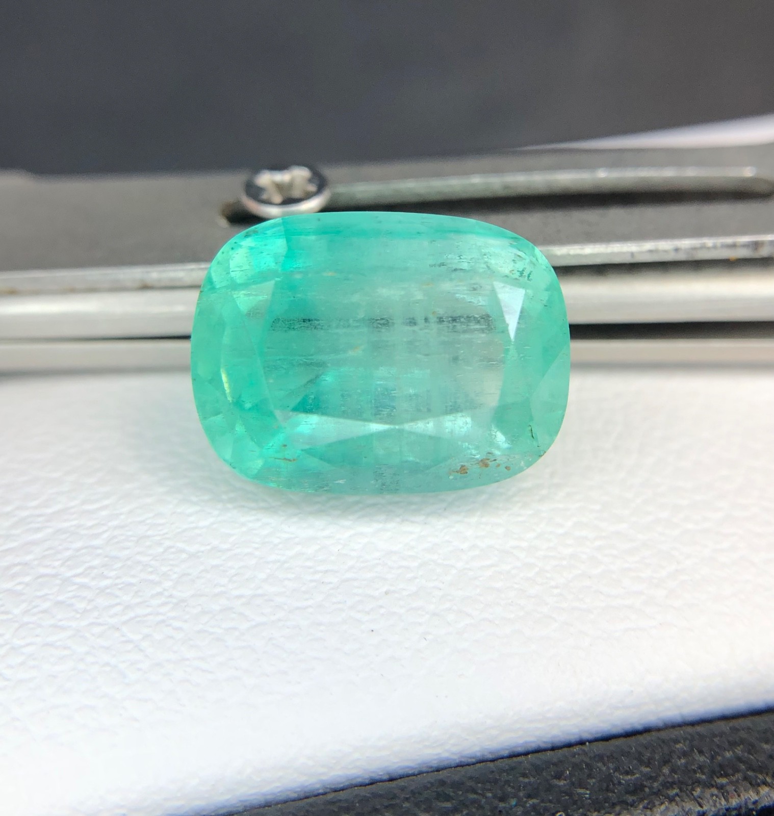 6.70 Cts Natural Nigerian Emerald Bluish Green Color Cushion Cut loose gemstone