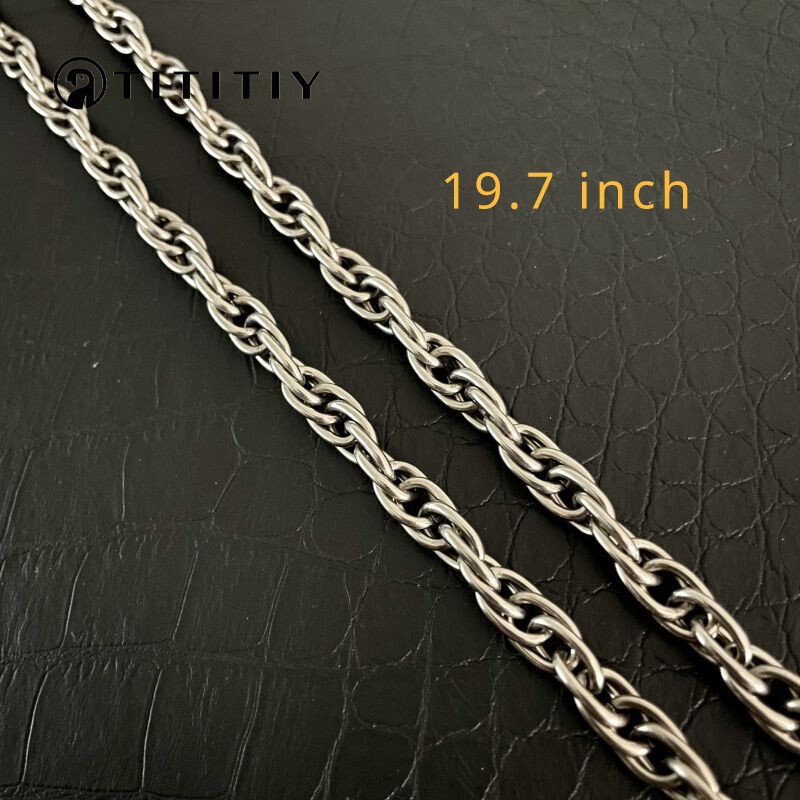 Pure Titanium Twisted Necklace with 7mm Wide Anti Allergic 19.7 Inch Men Women