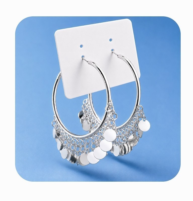 Silver Shaker Disk Hoop Earrings